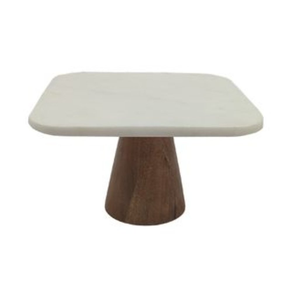 Marble & Mango Wood 1 Tier Cake Stand NWT